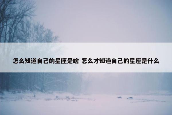 怎么知道自己的星座是啥 怎么才知道自己的星座是什么