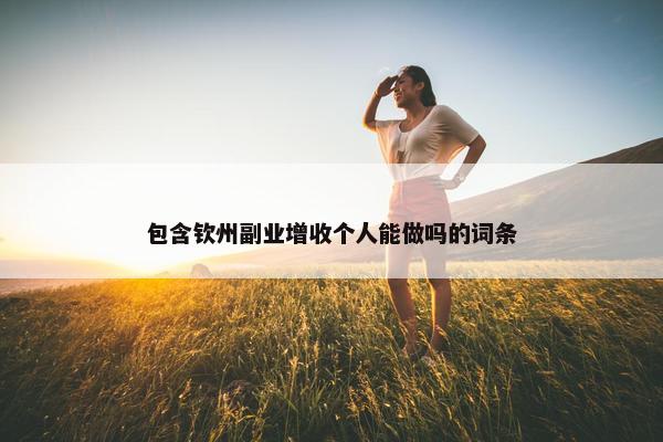 包含钦州副业增收个人能做吗的词条