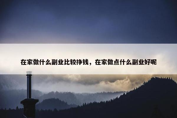 在家做什么副业比较挣钱，在家做点什么副业好呢