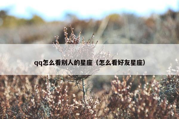 qq怎么看别人的星座（怎么看好友星座）