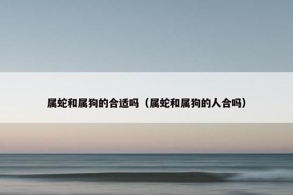 属蛇和属狗的合适吗（属蛇和属狗的人合吗）