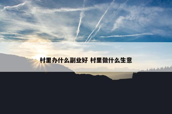 村里办什么副业好 村里做什么生意