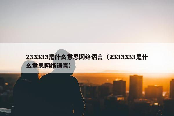 233333是什么意思网络语言（2333333是什么意思网络语言）