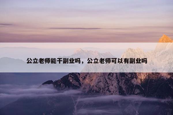 公立老师能干副业吗，公立老师可以有副业吗