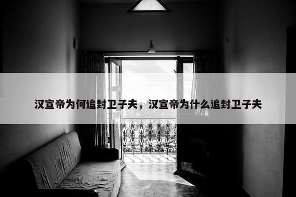 汉宣帝为何追封卫子夫，汉宣帝为什么追封卫子夫