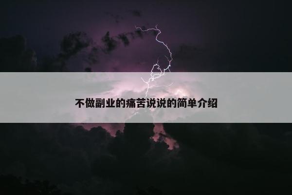 不做副业的痛苦说说的简单介绍