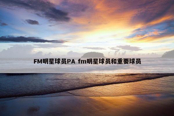 FM明星球员PA fm明星球员和重要球员