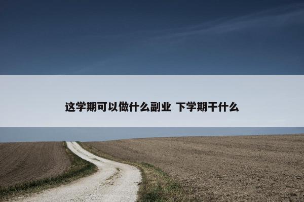 这学期可以做什么副业 下学期干什么