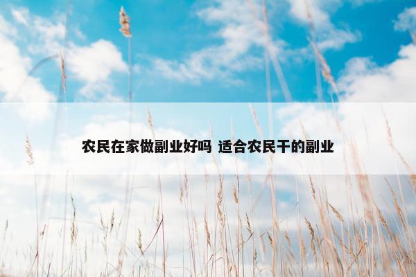 农民在家做副业好吗 适合农民干的副业