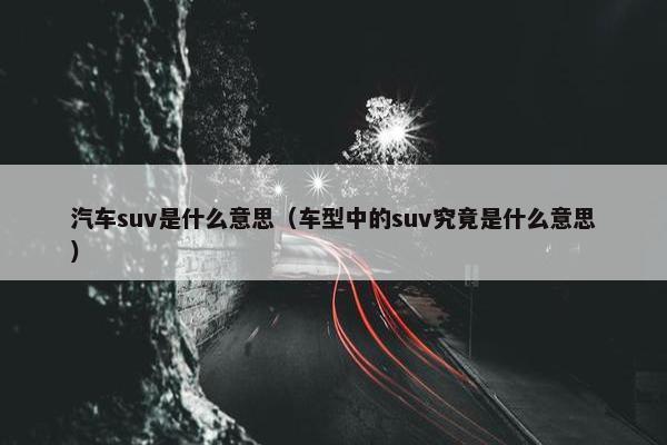 汽车suv是什么意思（车型中的suv究竟是什么意思）