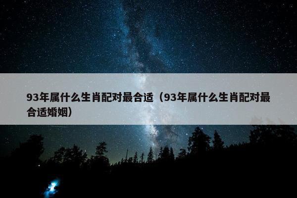 93年属什么生肖配对最合适（93年属什么生肖配对最合适婚姻）