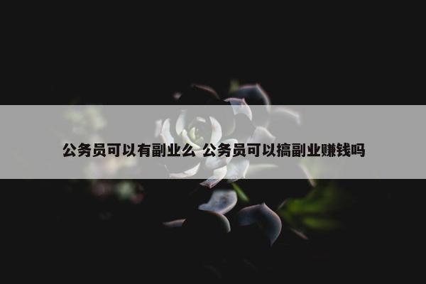 公务员可以有副业么 公务员可以搞副业赚钱吗