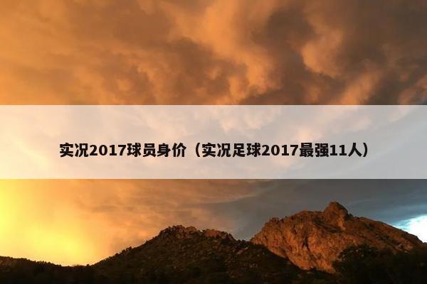 实况2017球员身价（实况足球2017最强11人）