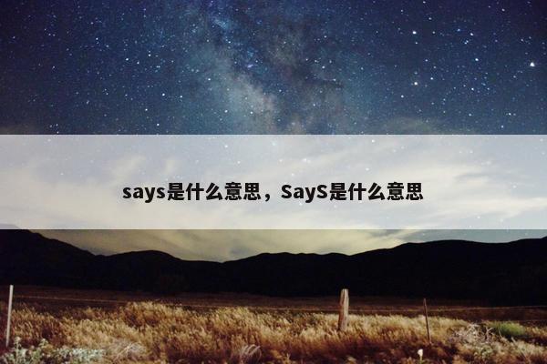 says是什么意思，SayS是什么意思