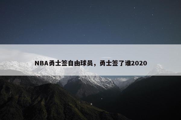 NBA勇士签自由球员，勇士签了谁2020