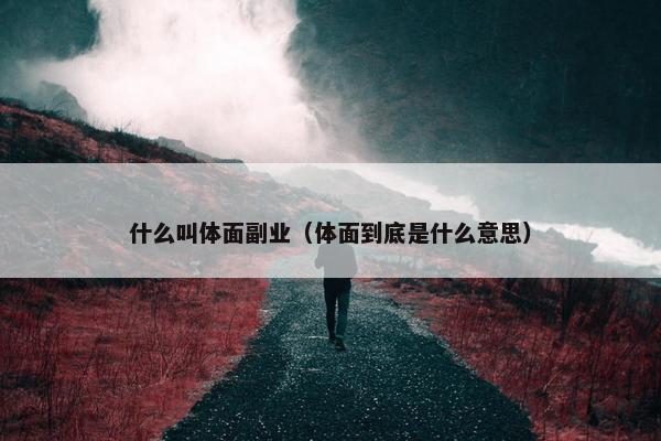 什么叫体面副业（体面到底是什么意思）