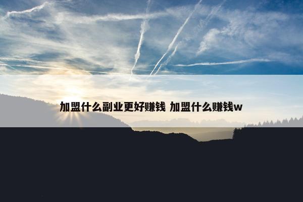 加盟什么副业更好赚钱 加盟什么赚钱w