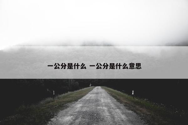 一公分是什么 一公分是什么意思