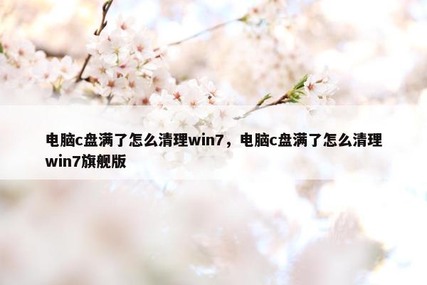 电脑c盘满了怎么清理win7，电脑c盘满了怎么清理win7旗舰版