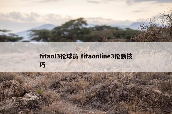 fifaol3抢球员 fifaonline3抢断技巧