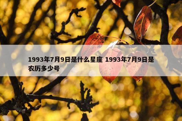 1993年7月9日是什么星座 1993年7月9日是农历多少号