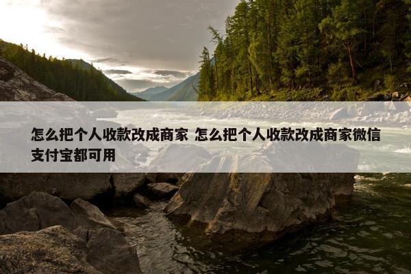 怎么把个人收款改成商家 怎么把个人收款改成商家微信支付宝都可用