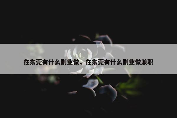 在东莞有什么副业做，在东莞有什么副业做兼职