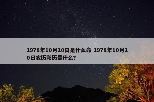 1978年10月20日是什么命 1978年10月20日农历阳历是什么?