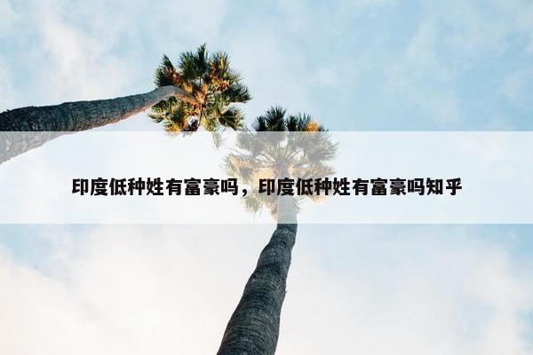 印度低种姓有富豪吗，印度低种姓有富豪吗知乎