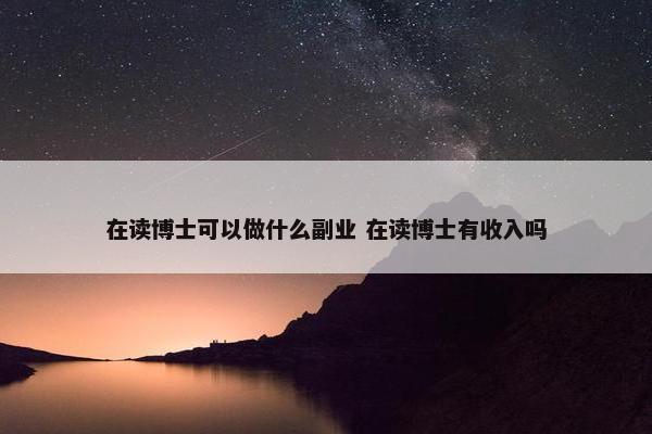 在读博士可以做什么副业 在读博士有收入吗