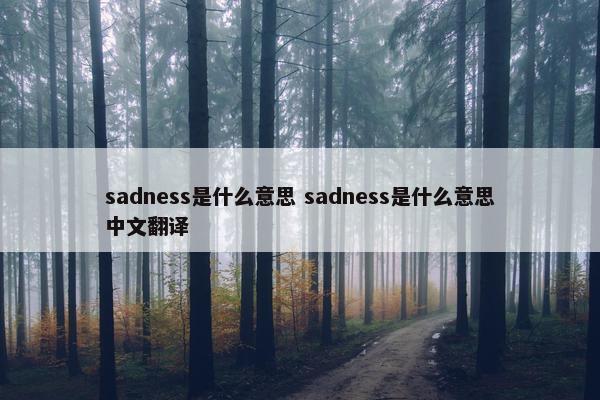 sadness是什么意思 sadness是什么意思中文翻译