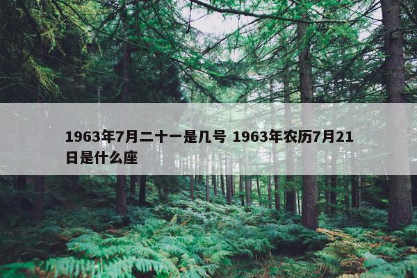 1963年7月二十一是几号 1963年农历7月21日是什么座