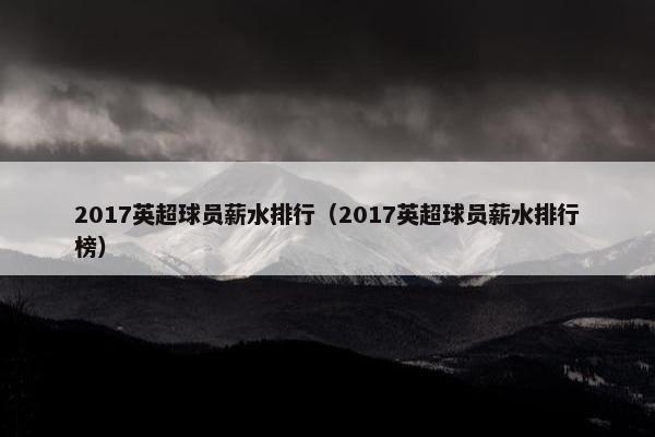 2017英超球员薪水排行（2017英超球员薪水排行榜）