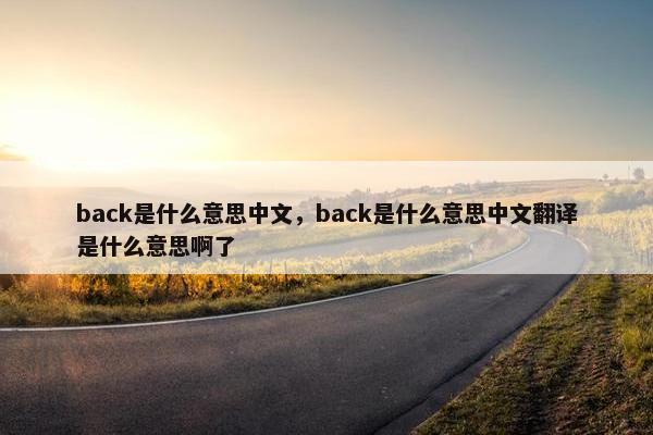 back是什么意思中文，back是什么意思中文翻译是什么意思啊了