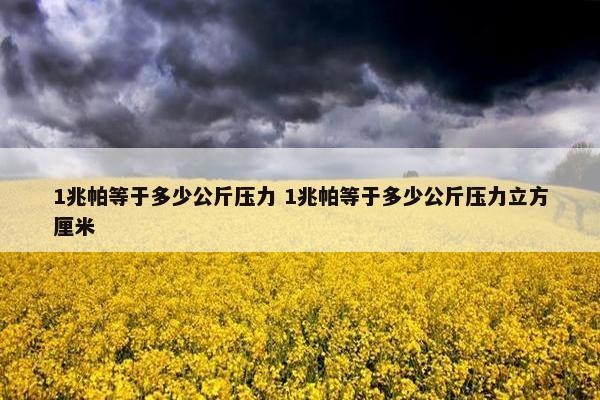 1兆帕等于多少公斤压力 1兆帕等于多少公斤压力立方厘米