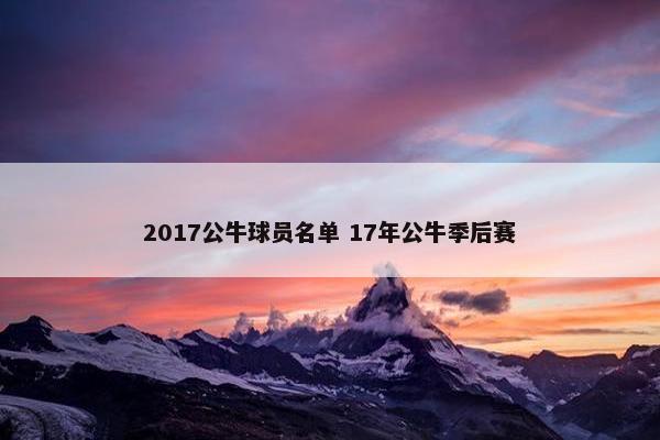 2017公牛球员名单 17年公牛季后赛