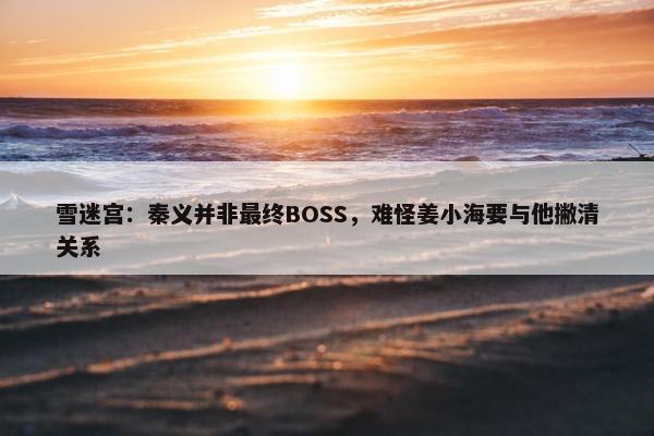 雪迷宫：秦义并非最终BOSS，难怪姜小海要与他撇清关系