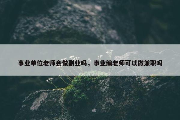 事业单位老师会做副业吗，事业编老师可以做兼职吗