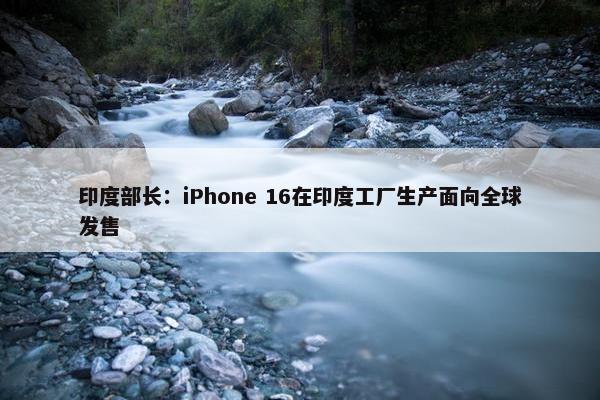 印度部长：iPhone 16在印度工厂生产面向全球发售