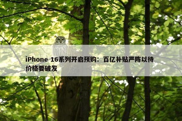 iPhone 16系列开启预购：百亿补贴严阵以待 价格要破发