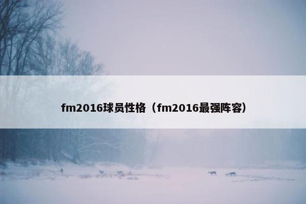 fm2016球员性格（fm2016最强阵容）