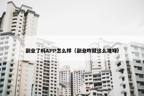 副业了吗APP怎么样（副业咋就这么难呀）