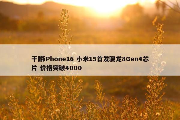 干翻iPhone16 小米15首发骁龙8Gen4芯片 价格突破4000