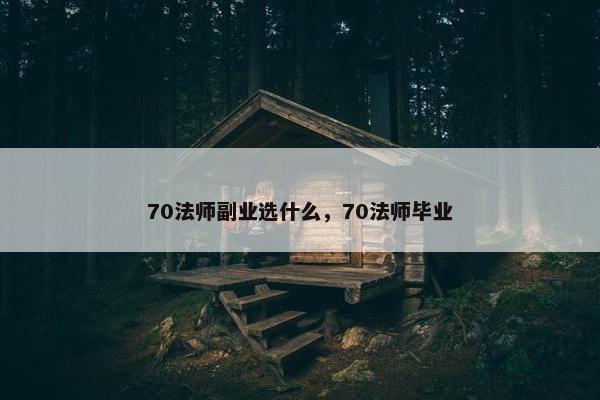 70法师副业选什么，70法师毕业