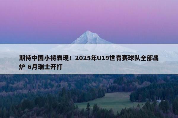 期待中国小将表现！2025年U19世青赛球队全部出炉 6月瑞士开打