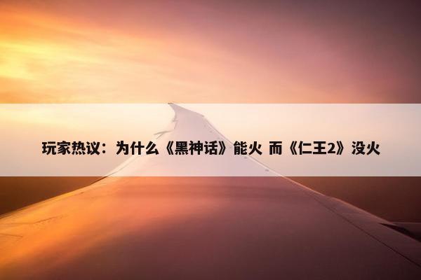 玩家热议：为什么《黑神话》能火 而《仁王2》没火