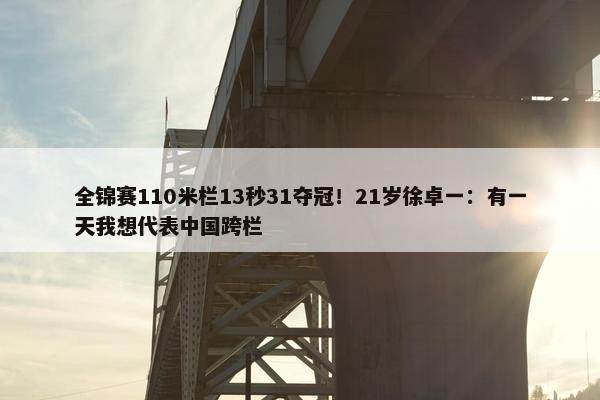 全锦赛110米栏13秒31夺冠！21岁徐卓一：有一天我想代表中国跨栏