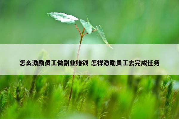 怎么激励员工做副业赚钱 怎样激励员工去完成任务