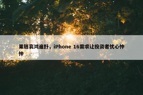 果链哀鸿遍野，iPhone 16需求让投资者忧心忡忡