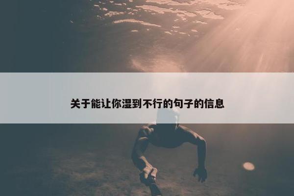 关于能让你湿到不行的句子的信息